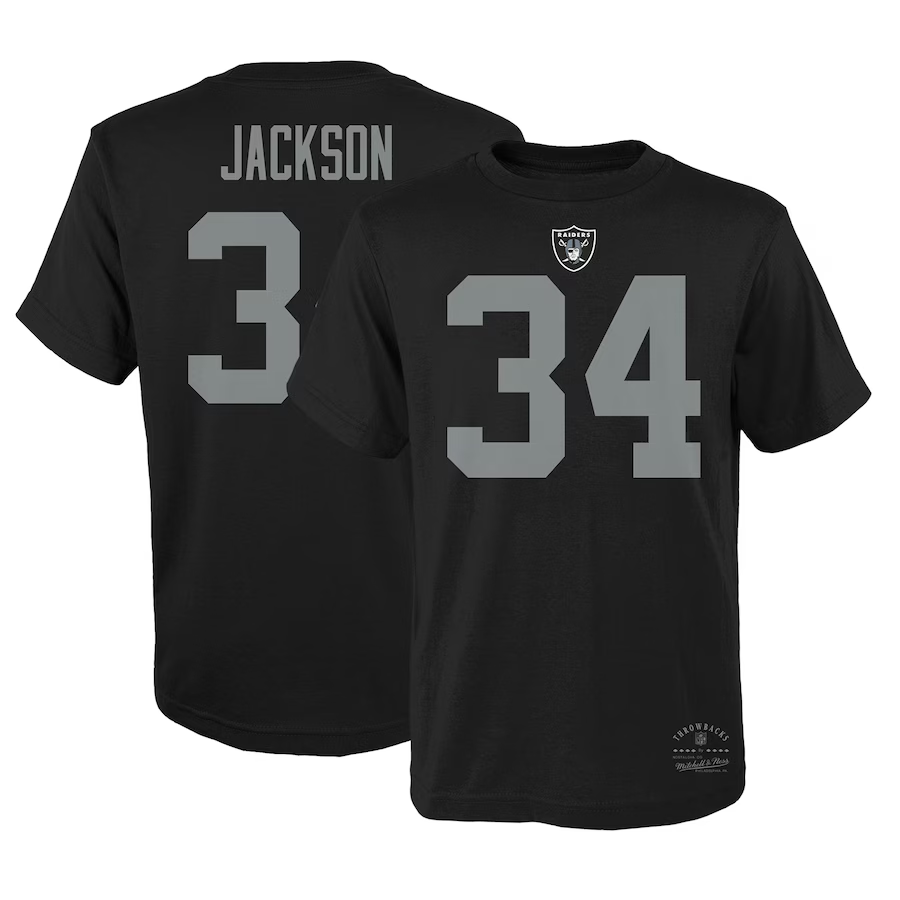 Bo Jackson Las Vegas Raiders Mitchell & Ness Youth Retired Retro Player Name Number T-Shirt - Black