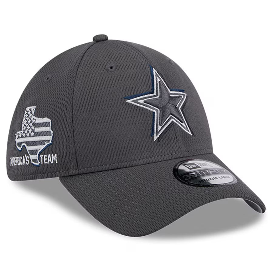 DALLAS COWBOYS 2024 NFL DRAFT HAT 39THIRTY FLEX FIT HAT GRAPHITE JR S SPORTS