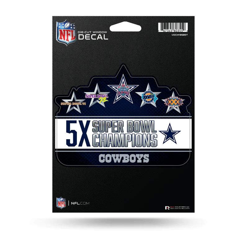 Dallas Cowboys 5 Time Super Bowl Champions - 8x8 Full Color Die Cut Decal