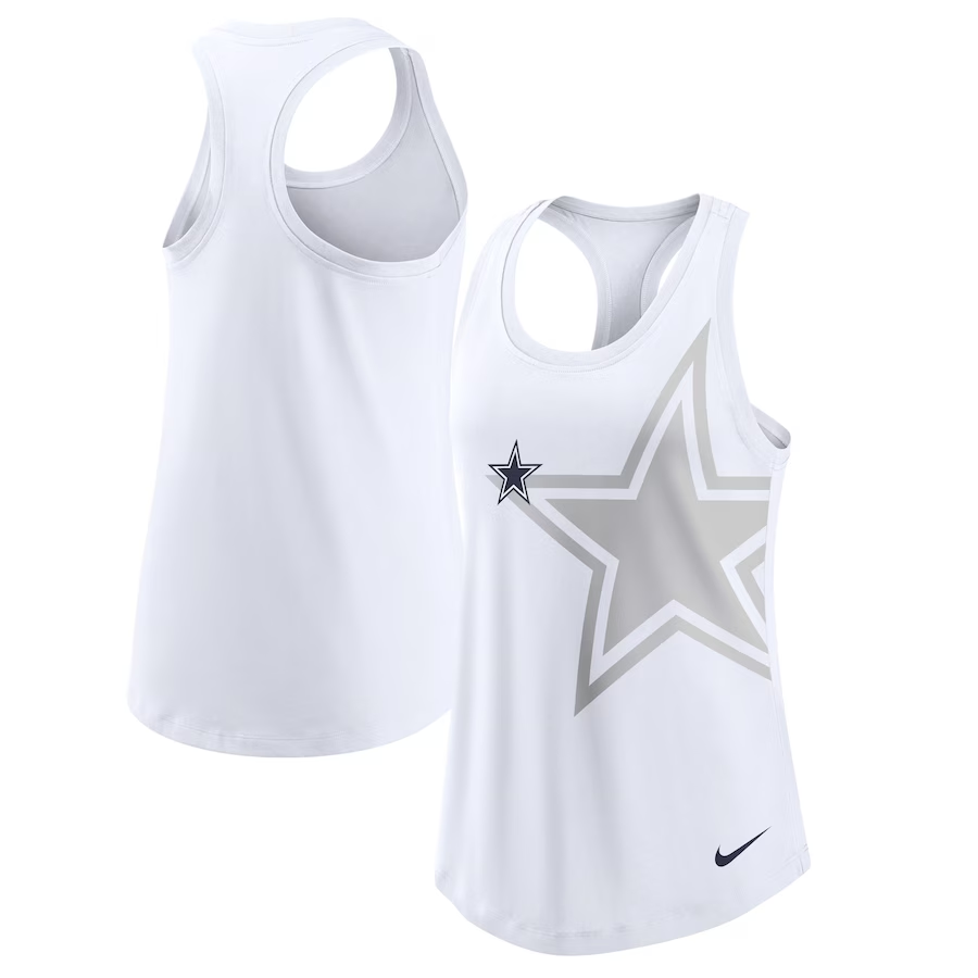 Dallas Cowboys Women's Nike Tri-Blend Racerback Scoop Neck Tank Top - White 23 White / M
