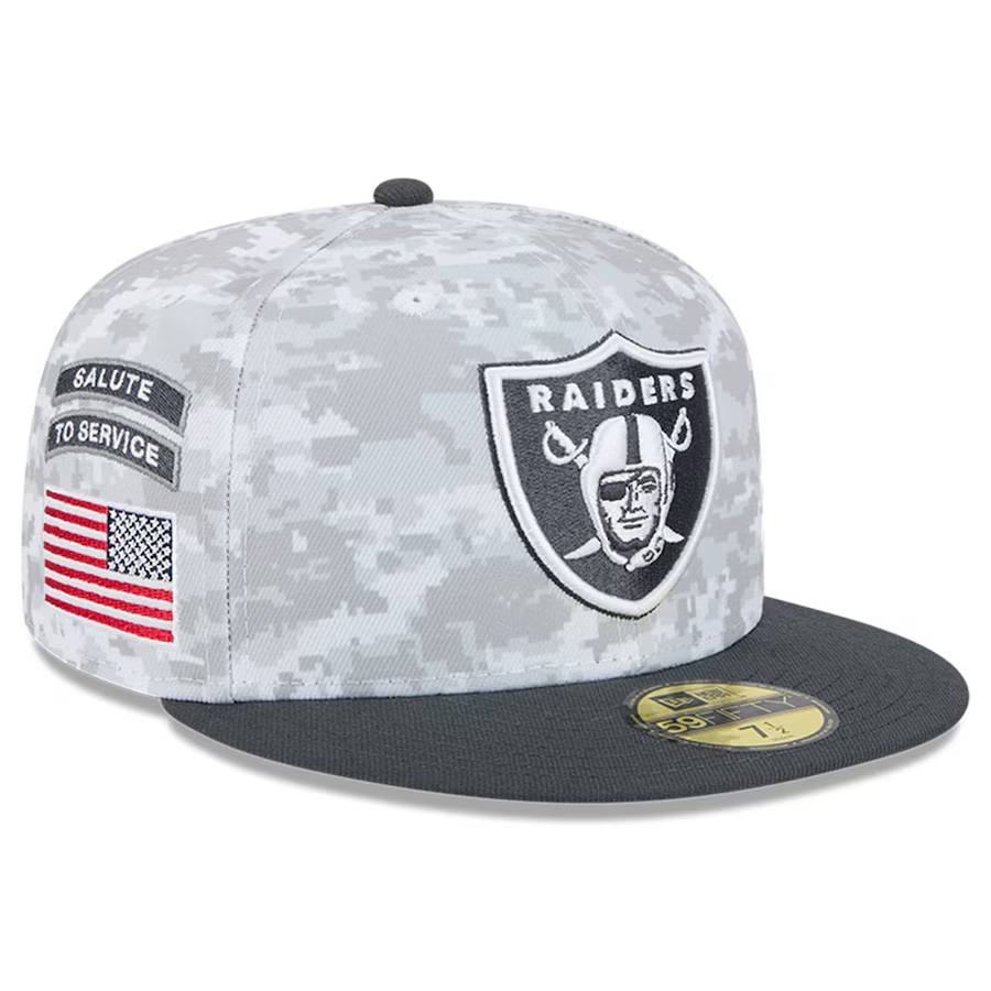 LAS VEGAS RAIDERS 2024 NFL SALUTE TO SERVICE 59FIFTY FITTED HAT JR S SPORTS