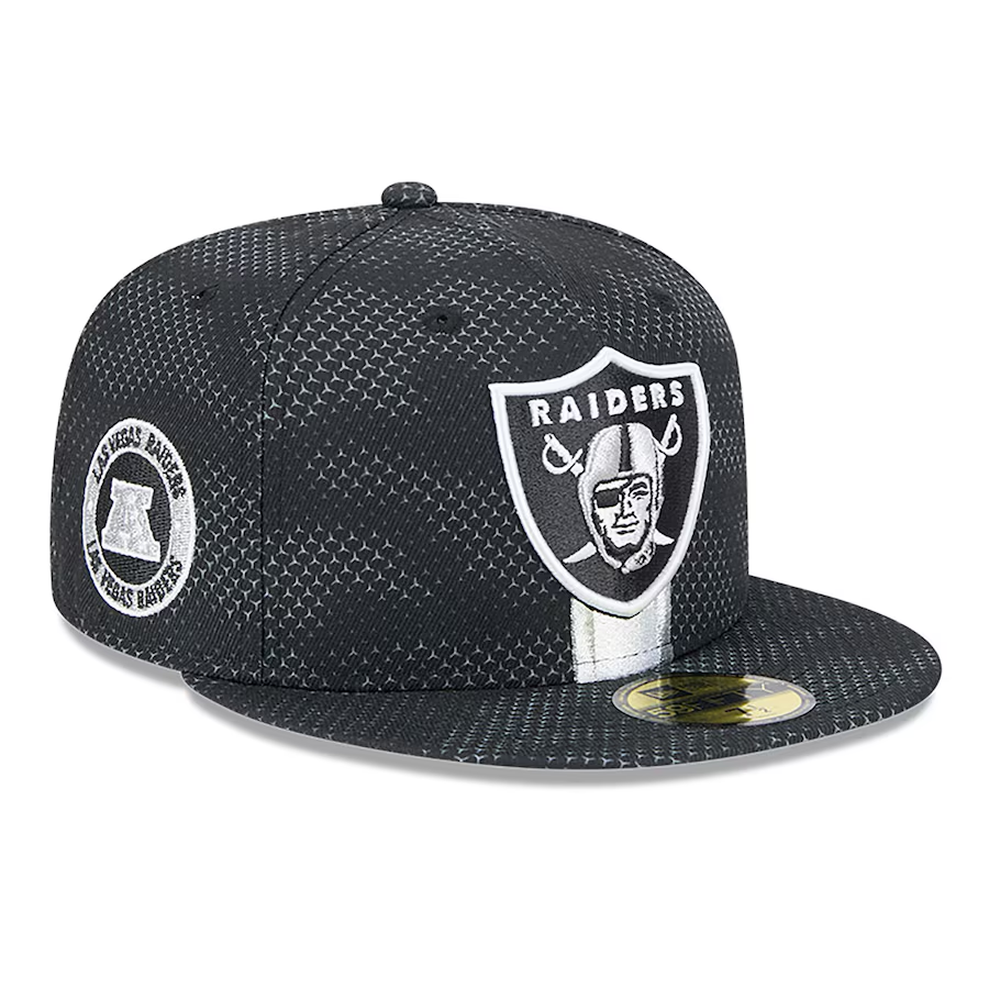 LAS VEGAS RAIDERS 2024 NFL SIDELINE 59FIFTY FITTED HAT BLACK JR S SPORTS