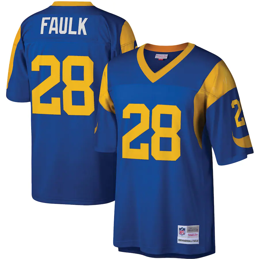 Men's Mitchell & Ness Marshall Faulk Royal St. Louis Rams Legacy Replica Jersey