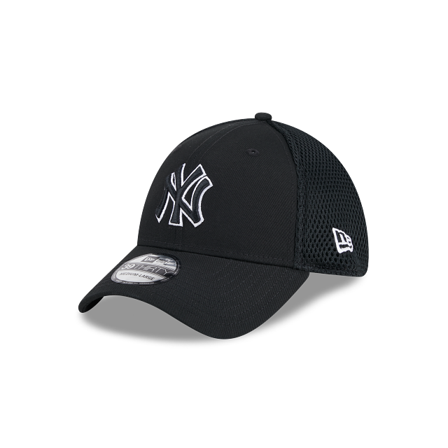 NEW YORK YANKEES EVERGREEN NEO 39THIRTY FLEX FIT HAT BLACK WHITE JR S SPORTS