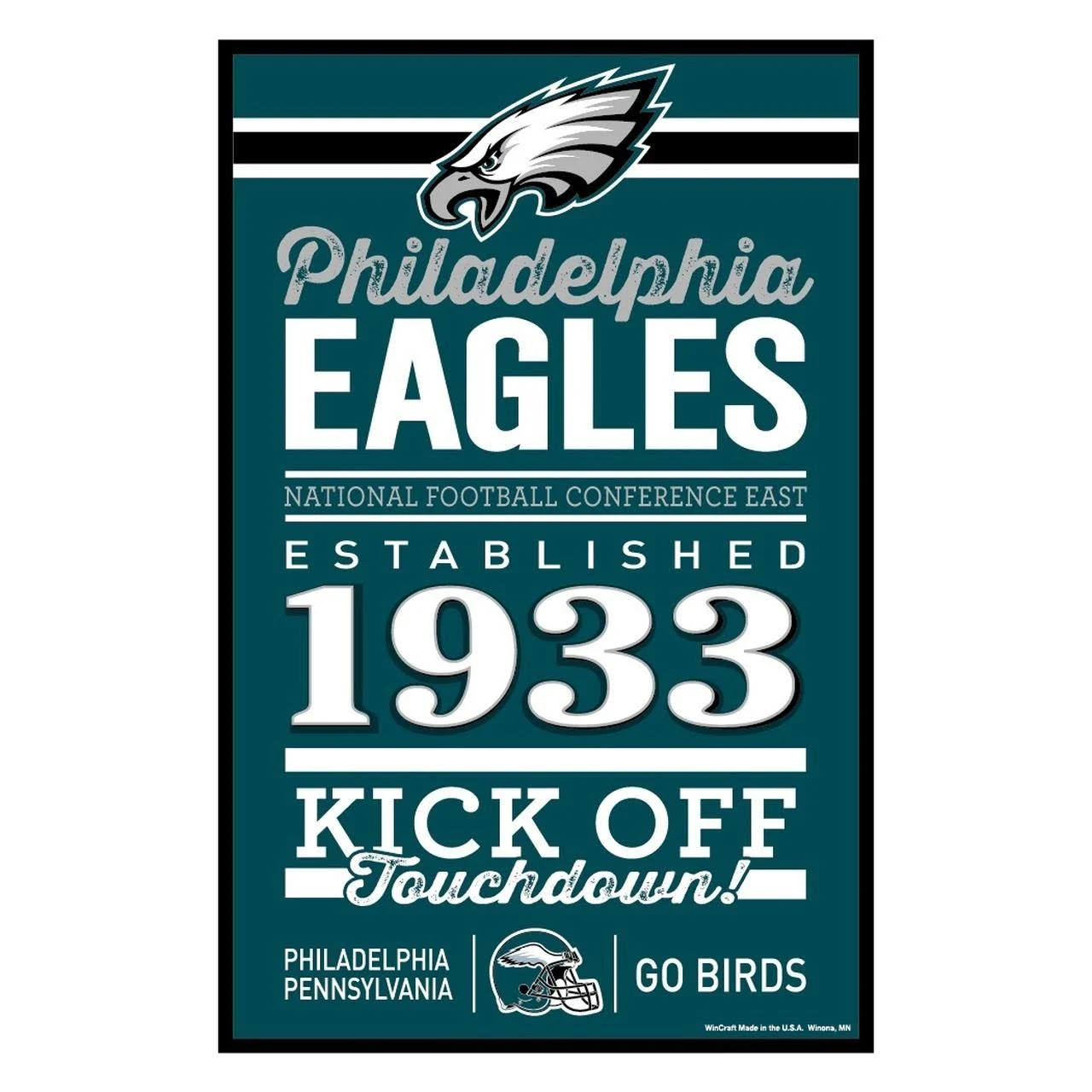 PHILADELPHIA EAGLES GO BIRDS WORDAGE WOOD SIGN 11X17'' NEW WINCRAFT