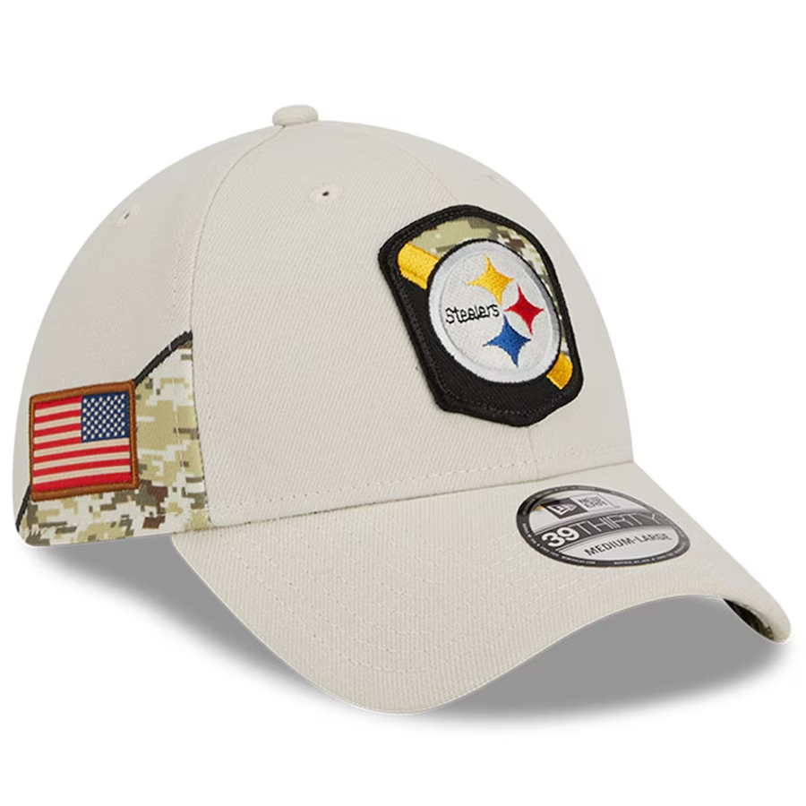 PITTSBURGH STEELERS 2023 SALUTE TO 39THIRTY JR\'S SPORTS HAT FLEX FIT SERVICE –