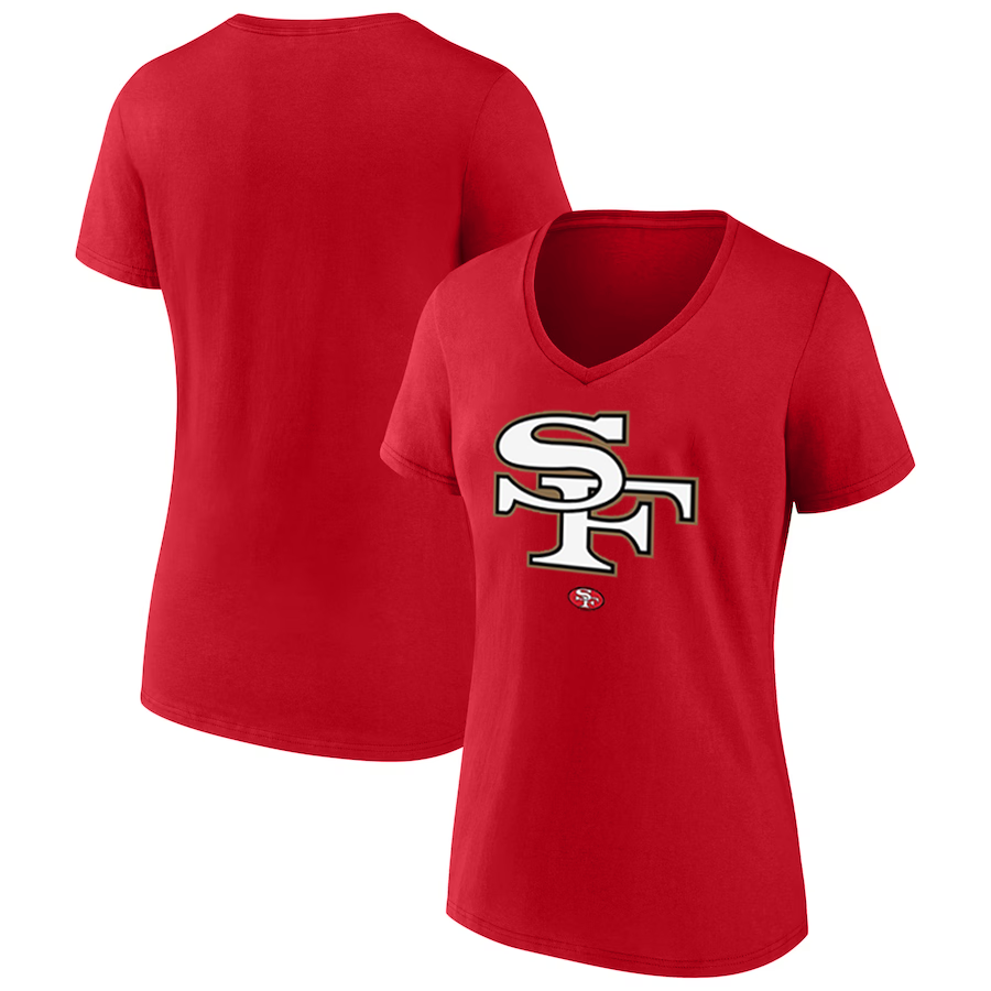 San Francisco 49ers Women's NFL Pass Route V-Neck T-Shirt (XXL)