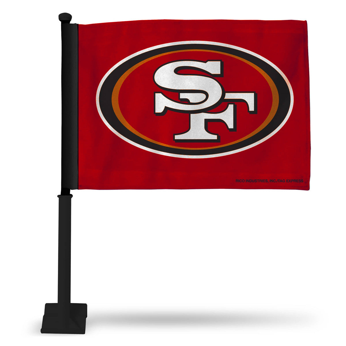 SAN FRANCISCO 49ERS CAR FLAG - RED FLAG WITH BLACK POLE – JR'S SPORTS