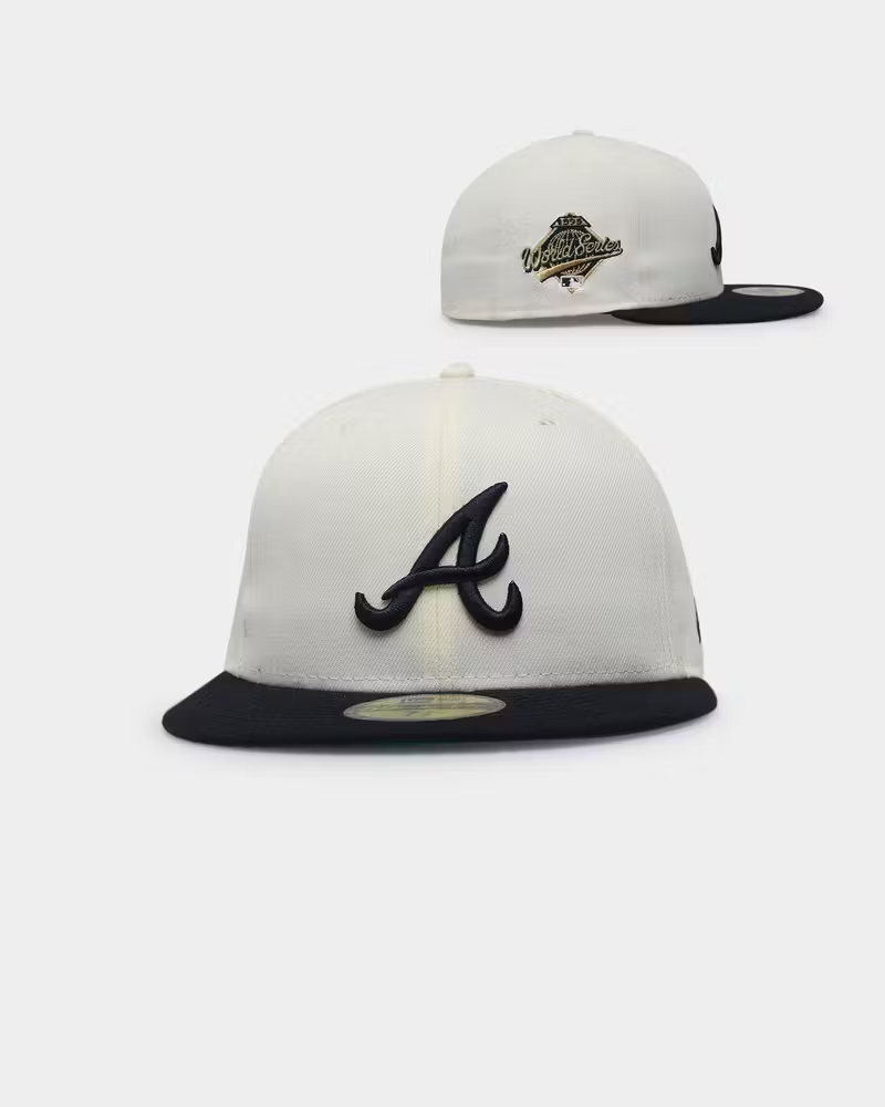 KTZ White Atlanta Braves Retro Jersey Script 59fifty Fitted Hat in