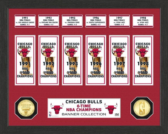 Chicago Bulls 6-Time NBA Champions Deluxe Gold Coin & Banner Collection