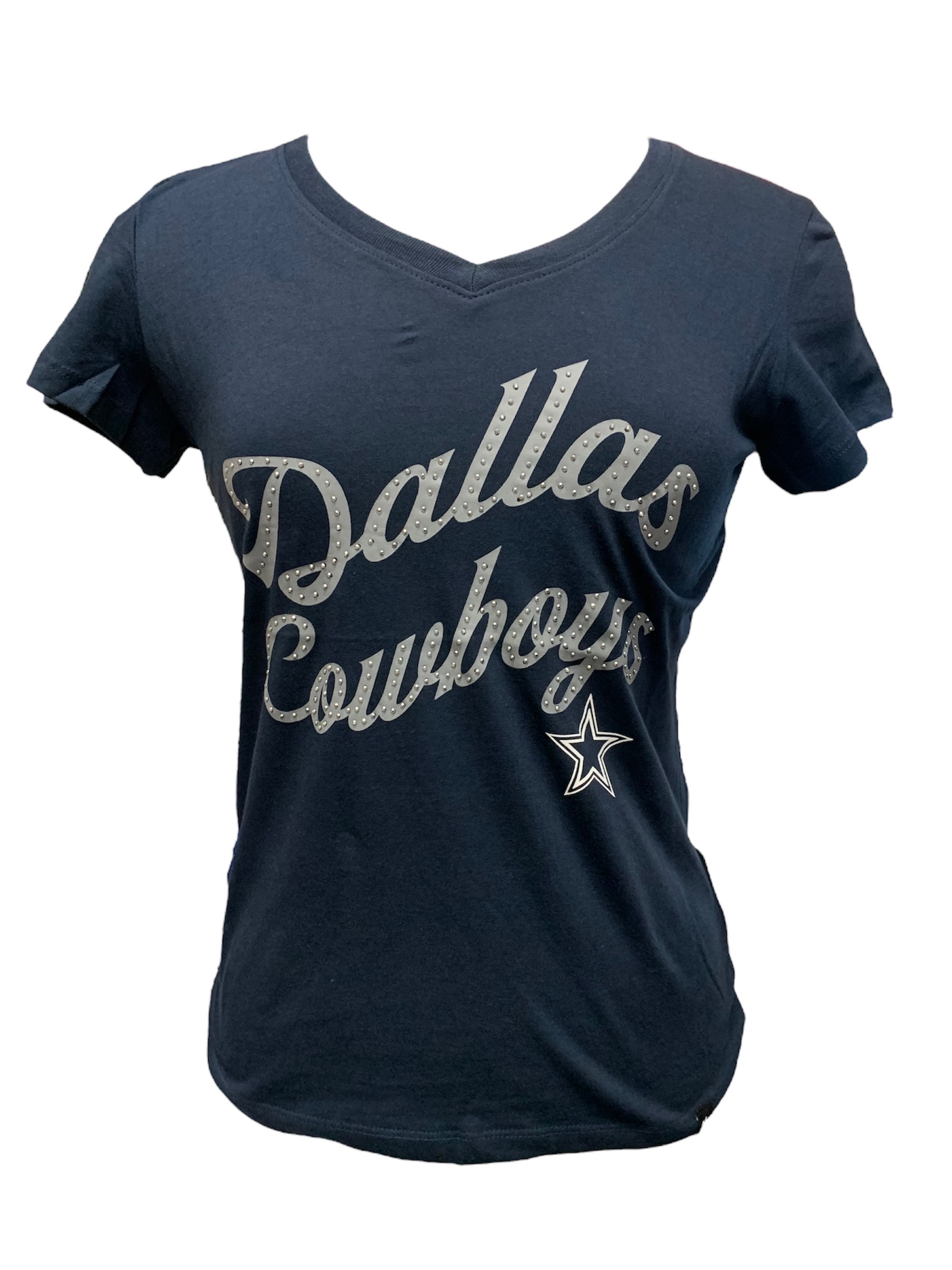 Dallas Cowboys Girls Flip Sequins Tee - Navy 22 / S