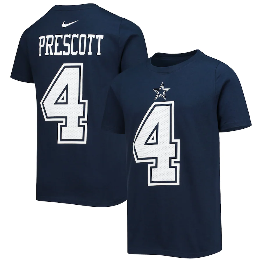 Nike Youth Dallas Cowboys Dak Prescott #4 Navy T-Shirt - M (Medium)