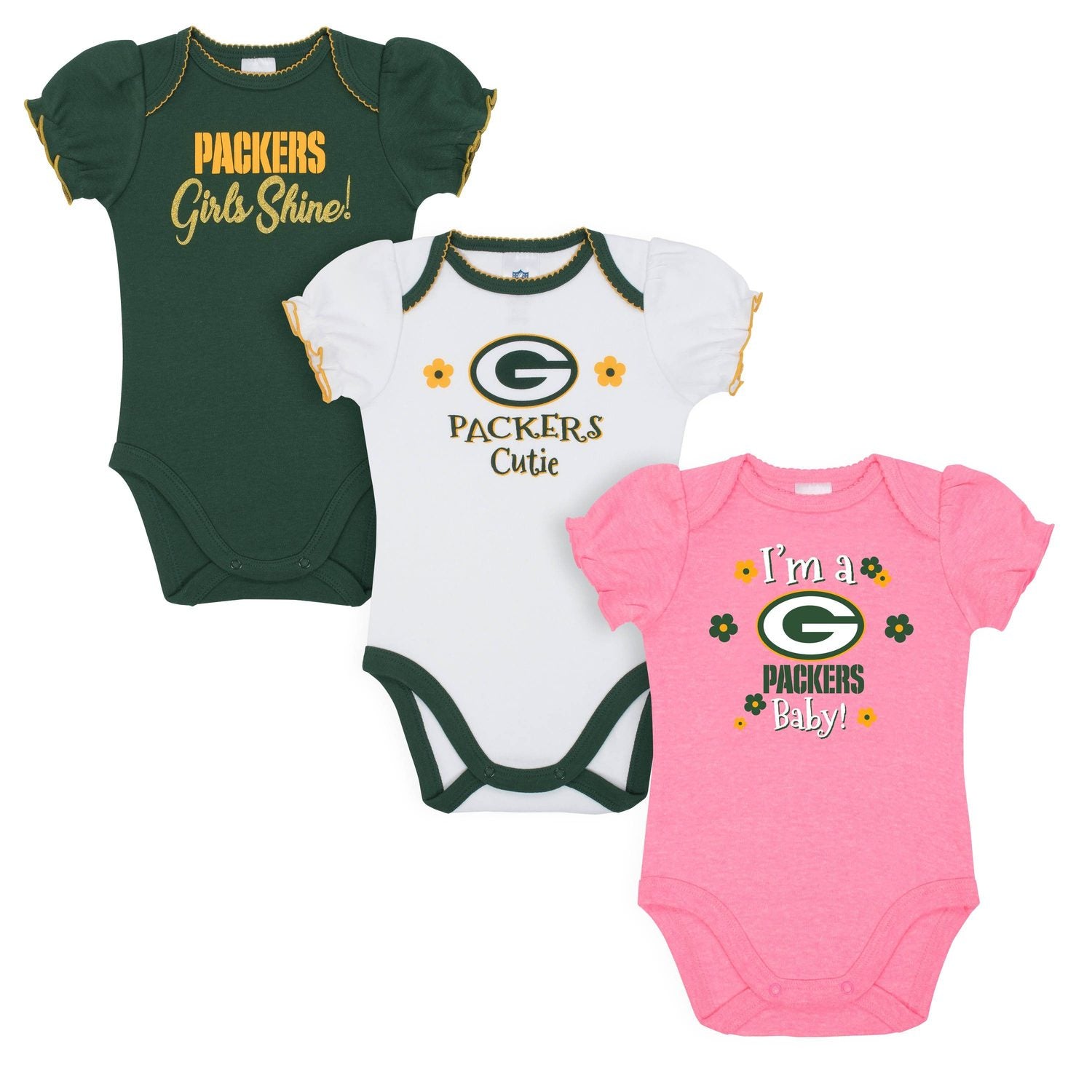 NFL baby-girls 3 Pack Short Sleeve Bodysuit