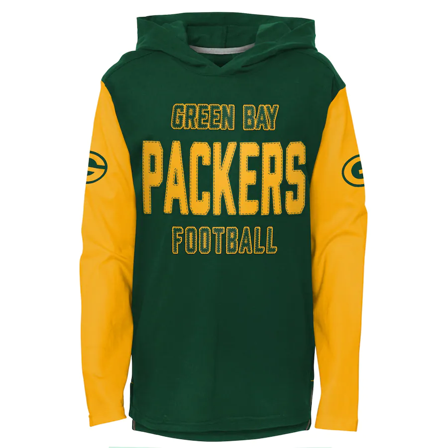 Outerstuff Green Bay Packers Youth Heritage Hooded Long Sleeve T-Shirt 22 / L