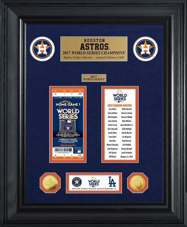 Houston Astros 2-Time World Series Champions Deluxe 18 x 22 Gold Coin &  Ticket Collection Ltd Ed of 1,000