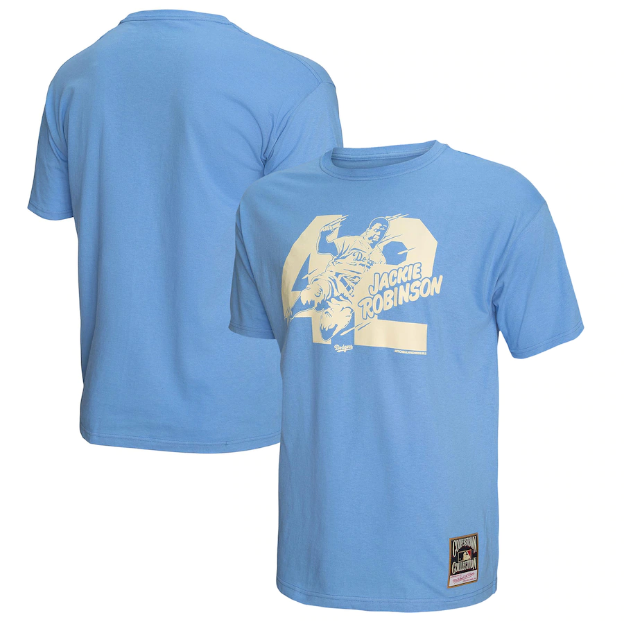 Jackie Robinson Men's Mitchell & Ness Sliding 42 T-Shirt 22 Blu / M