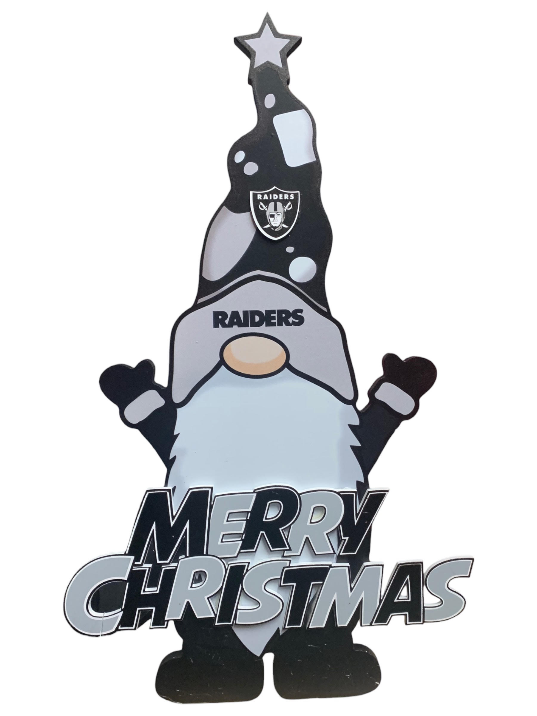 LAS VEGAS RAIDERS MERRY CHRISTMAS GNOME WALL SIGN