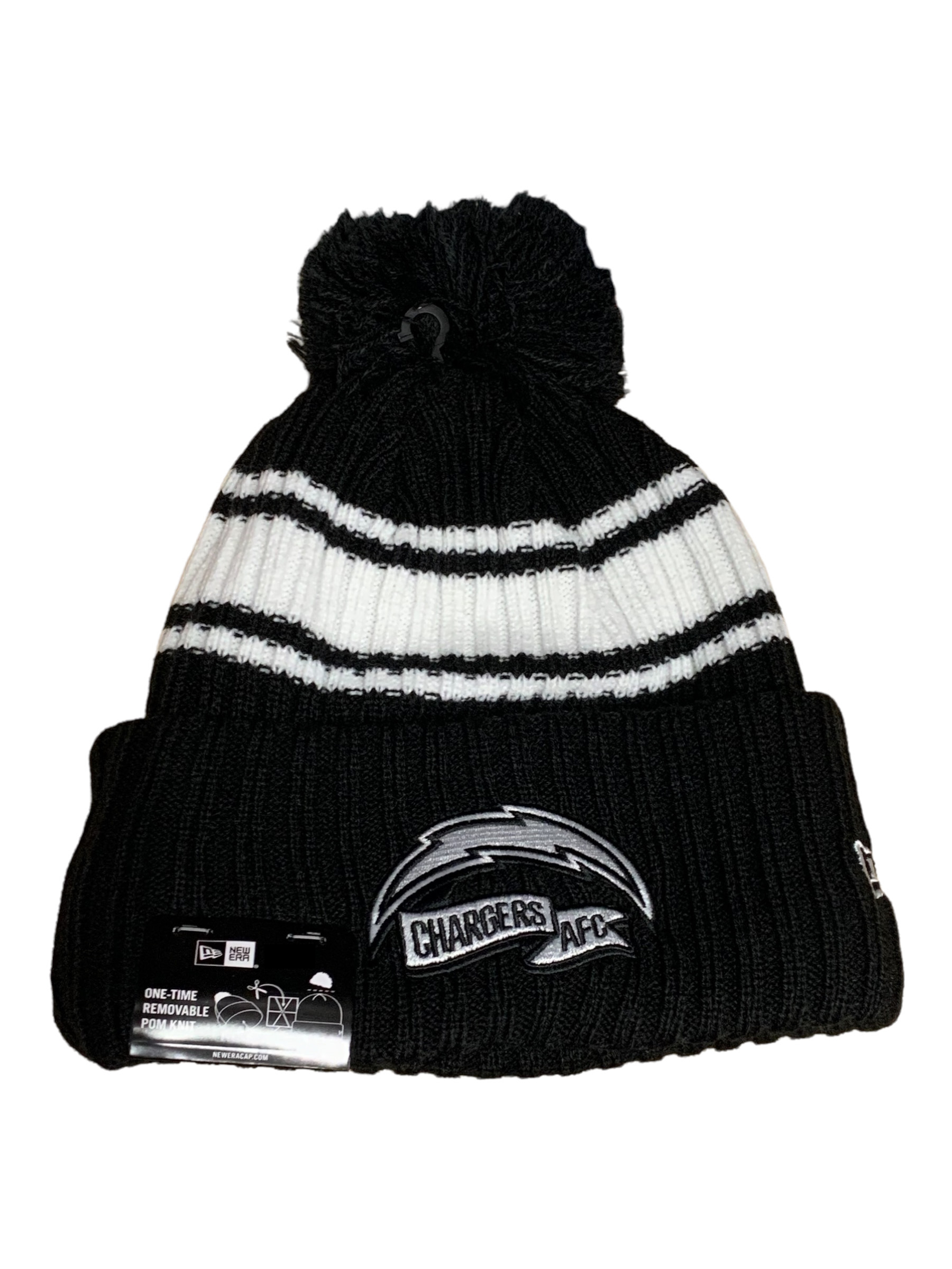 LAS VEGAS RAIDERS - NFL Pom Pom Black / White One Size NEW ERA Beanie Hat  NEW