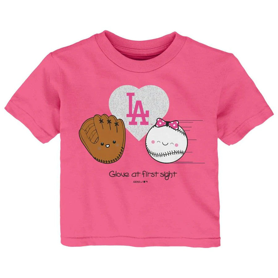 Outerstuff Girls Infant Pink Los Angeles Dodgers I Glove You T-Shirt