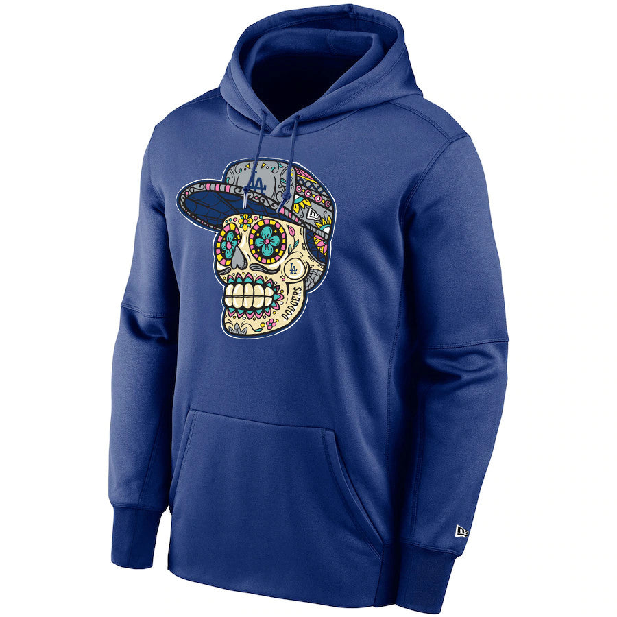 Los Angeles Dodgers Men's Blue Sugar Skull Hooded Sweater 21 Blu / S