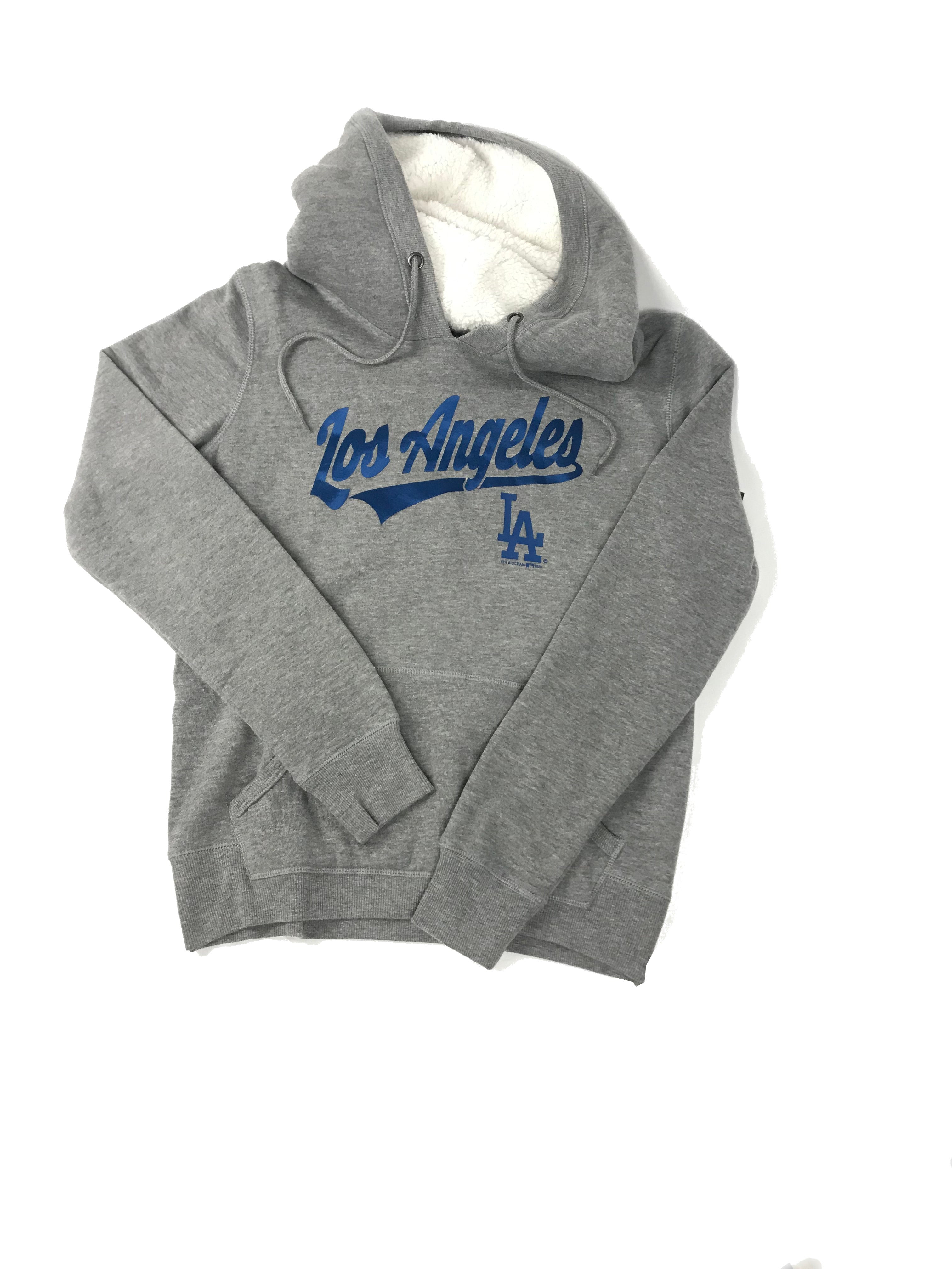 Los Angeles Dodgers Women's Foil City Name Hoodie Sweater 20 Gray / M