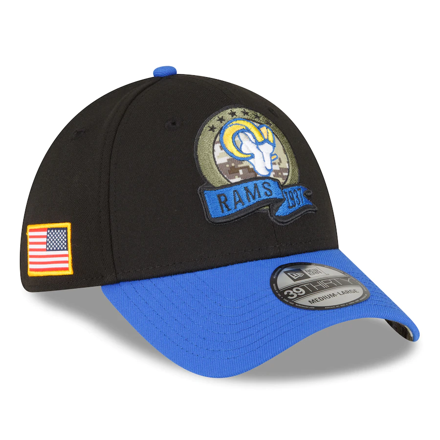 Los Angeles Rams 2022 Salute to Service 39THIRTY Flex Fit Hat 22 / M/L