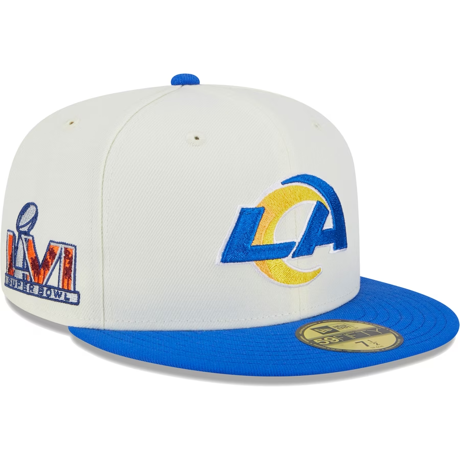 Los Angeles Rams Retro Patch 59FIFTY Fitted Hat - Cream/ Blue 23 C/BLU / 8