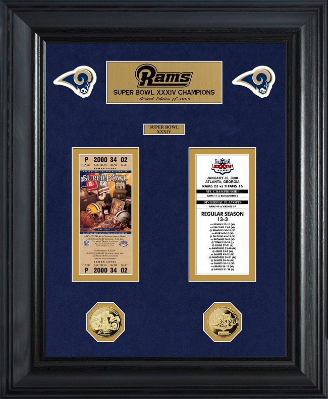 LOS ANGELES RAMS SUPER BOWL CHAMPIONS DELUXE GOLD COIN TICKET COLLECTI –  JR'S SPORTS