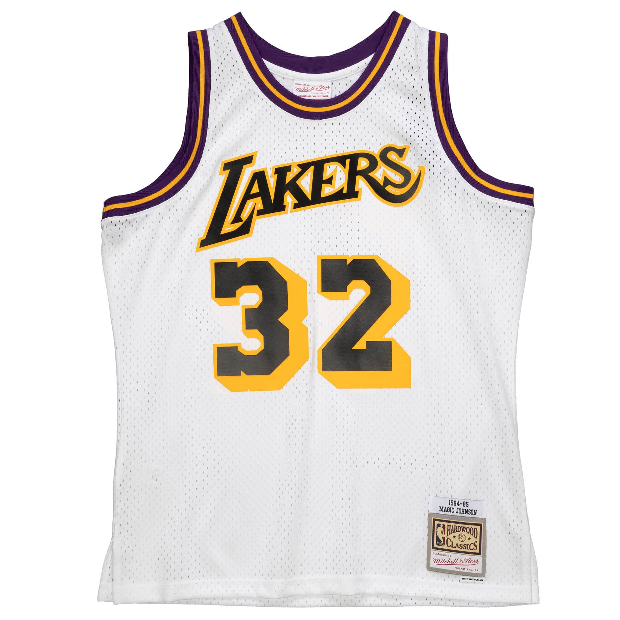 Men's Magic Johnson Los Angeles Lakers Mitchell & Ness 1984-85 Hardwood Classics Reload 2.0 Swingman Jersey - White