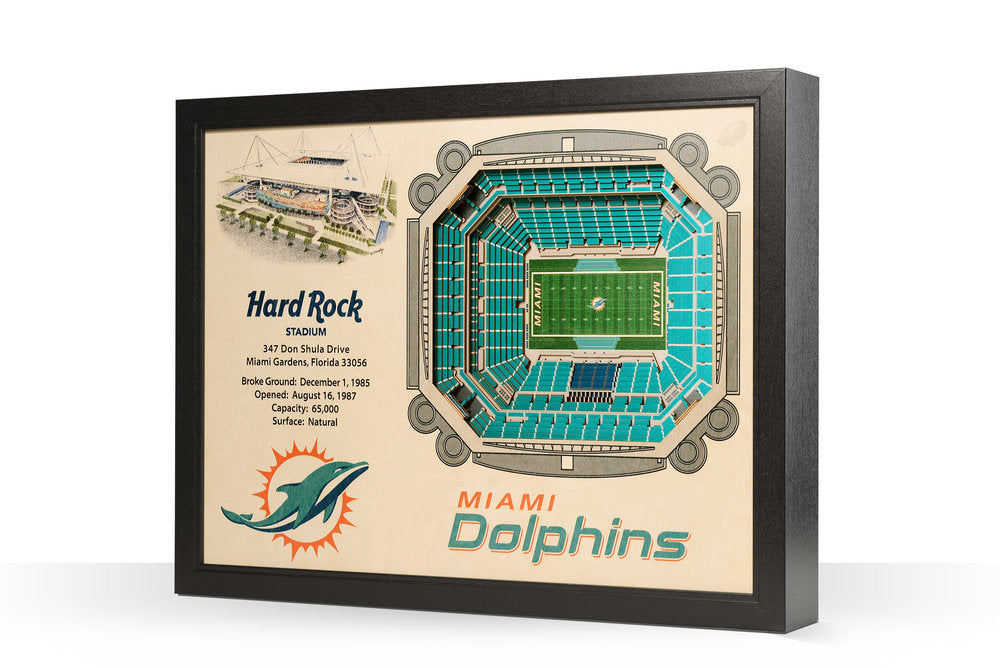 YouTheFan NFL Miami Dolphins Wooden 8 x 32 3D Stadium Banner