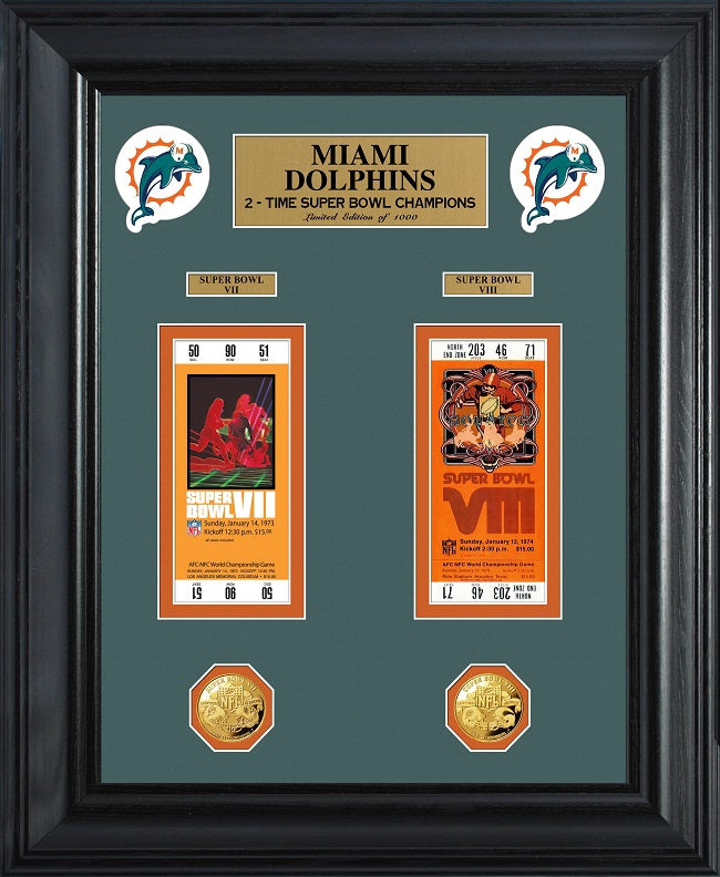 MIAMI DOLPHINS SUPER BOWL CHAMPIONS DELUXE GOLD COIN TICKET COLLECTION –  JR'S SPORTS