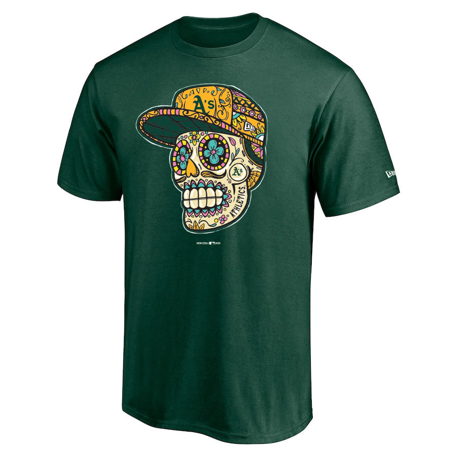 New Era Oakland Athletics Men's Green Sugar Skull T-Shirt 21 Grn / L
