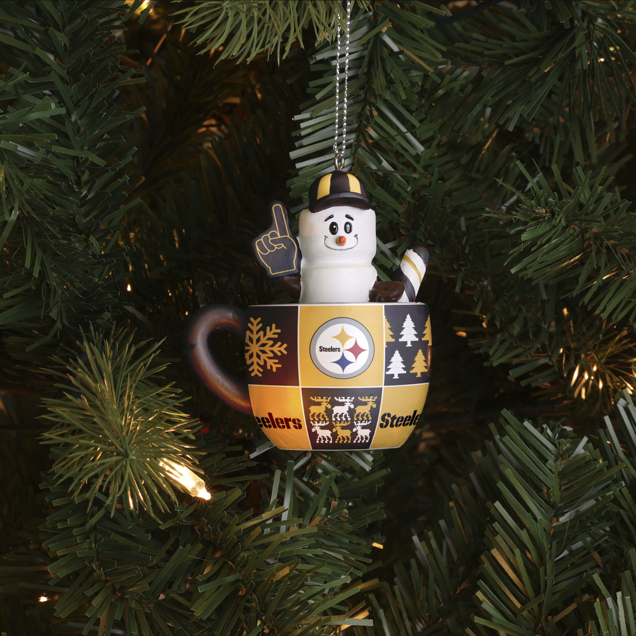 Jonnita 8 NFL Ceramic Christmas Tabletop Tree Bungalow Rose Team: Pittsburgh Steelers