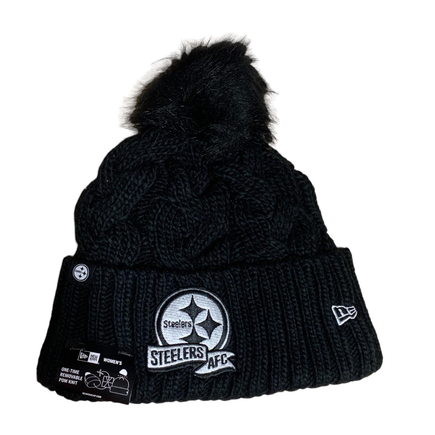 Pittsburgh Steelers 2022 Sideline Sport Cuffed Pom Knit -Black/White