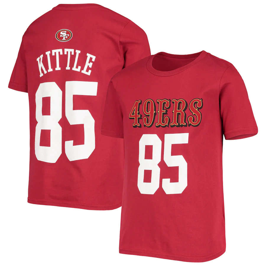 Outerstuff San Francisco 49ers Youth George Kittle Mainliner Name and Number T-Shirt L