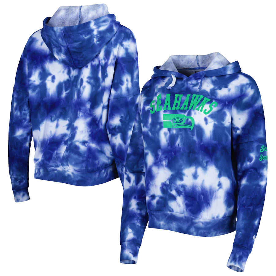 Men's New Era Royal Chicago Cubs Tie-Dye Pullover Hoodie