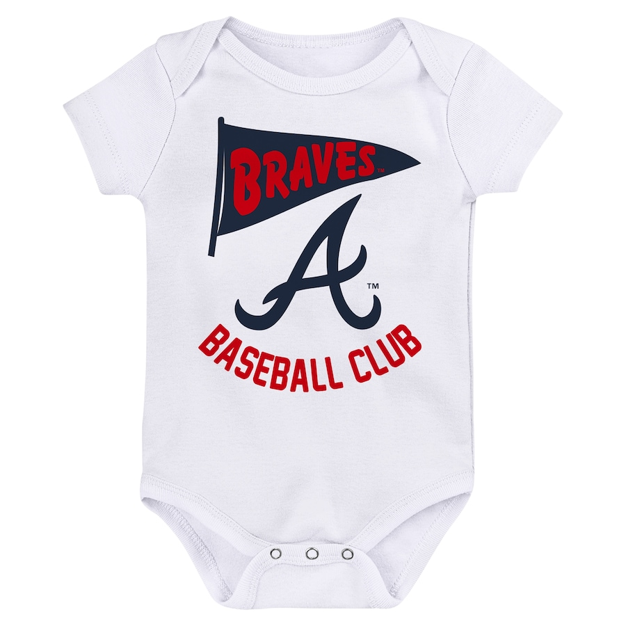 ATLANTA BRAVES NEWBORN 3-PIECE FAN PENNANT CREEPER SET