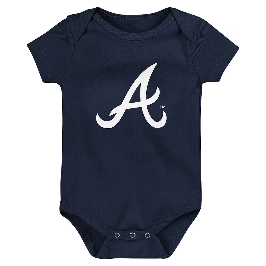 ATLANTA BRAVES NEWBORN 3-PIECE FAN PENNANT CREEPER SET