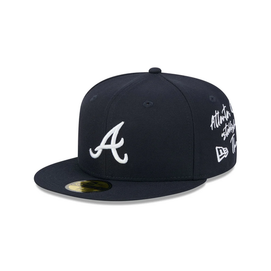 ATLANTA BRAVES TEAM VERBIAGE 59FIFTY FITTED HAT - NAVY