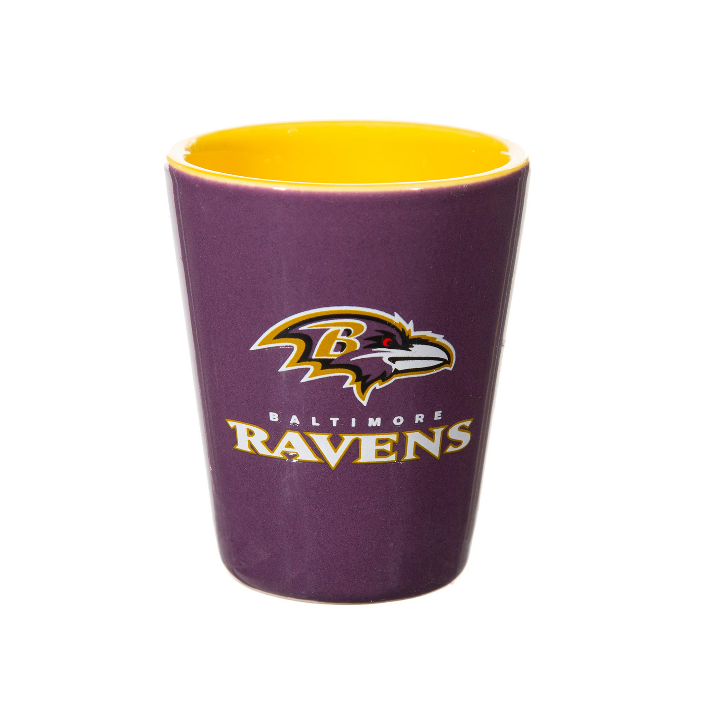 BALTIMORE RAVENS 2 OZ. TEAM SHOT GLASS - CERAMIC