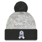 BALTIMORE RAVENS 2024 NFL SALUTE TO SERVICE CUFFED KNIT BEANIE WITH POM - ARTIC WHITE/GRAPHITE