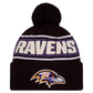 BALTIMORE RAVENS 2024 NFL SIDELINE CUFFED KNIT BEANIE WITH POM - BLACK