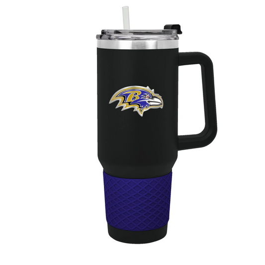 BALTIMORE RAVENS 40OZ. COLOSSUS TRAVEL MUG WITH METAL LOGO - BLACK