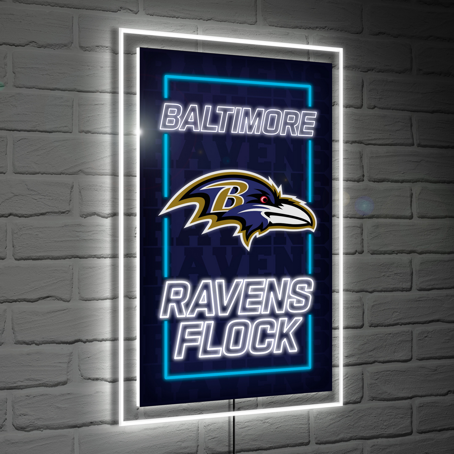 BALTIMORE RAVENS RECTANGLE NEOLITE LED WALL DECOR