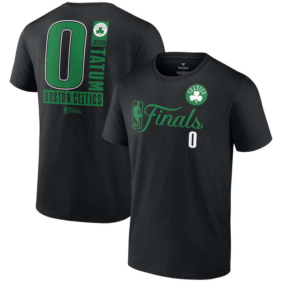 BOSTON CELTICS JASON TATUM MEN'S 2024 NBA FINALS INBOUND PASS NAME & NUMBER T-SHIRT