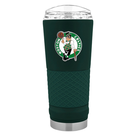 BOSTON CELTICS METAL TEAM EMBLEM 24OZ DRAFT TUMBLER - GREEN/BLACK