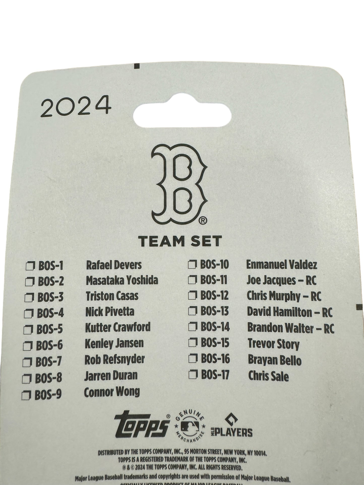 BOSTON RED SOX 2024 TOPPS TEAM SET