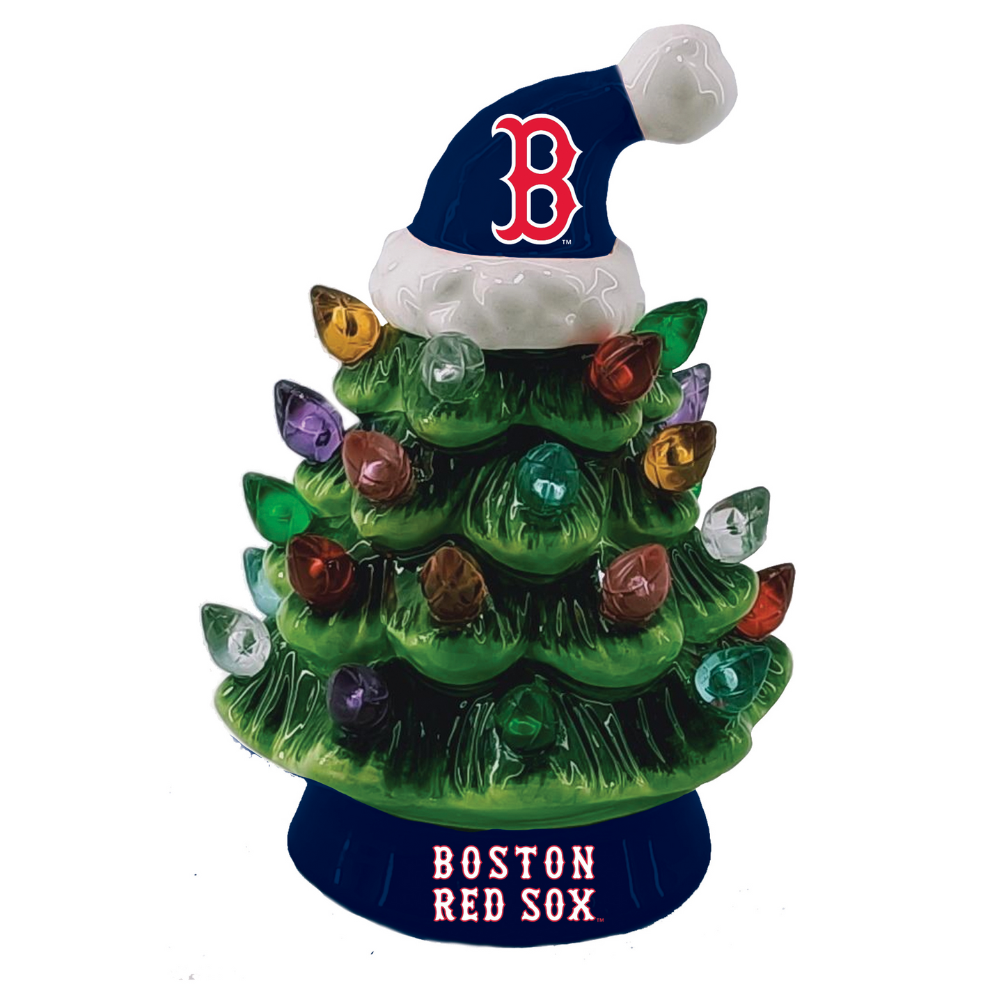 BOSTON RED SOX 4" MINI LED TABLETOP CHRISTMAS TREE