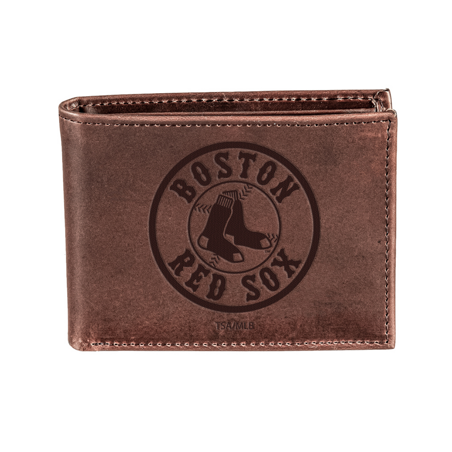 BOSTON RED SOX BROWN BI-FOLD LEATHER WALLET