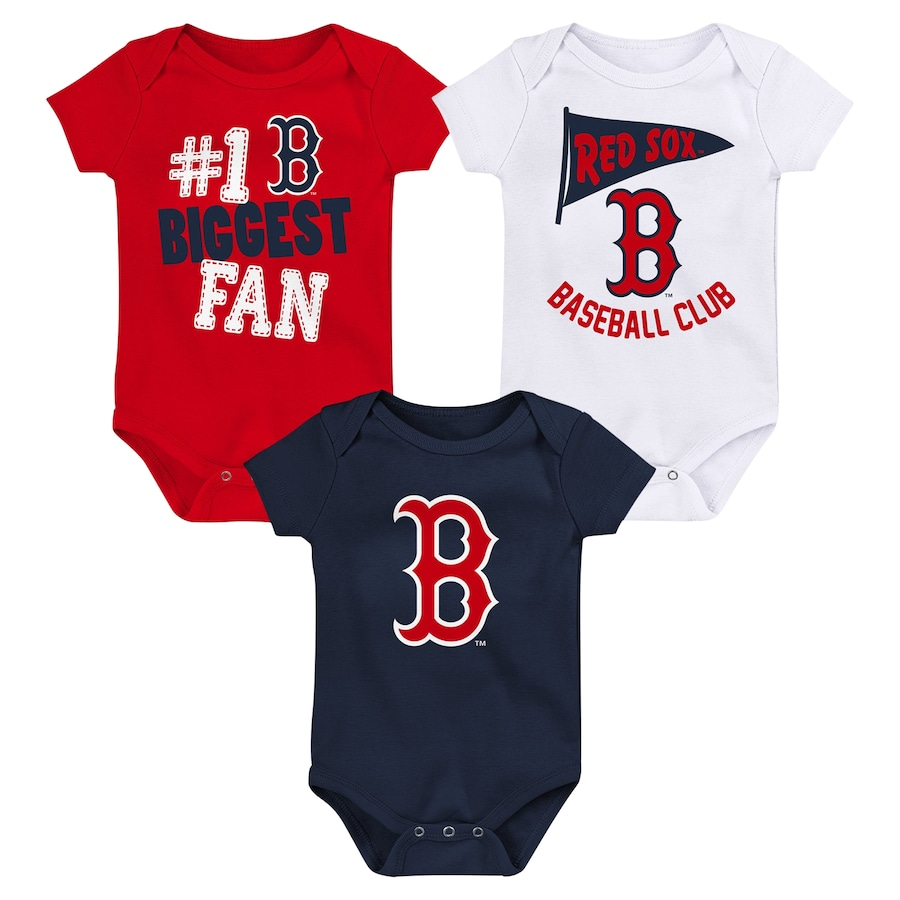 BOSTON RED SOX NEWBORN 3-PIECE FAN PENNANT CREEPER SET